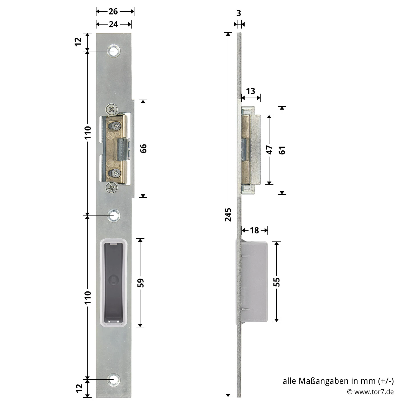 Hörmann Schließblech für Hauptschloss THP/FSTHP DIN links Hörmann Schließblech Für Hauptschloss THP/FSTHP DIN Links -Türzubehör Geschäft 276986 hoermann schliessblech fuer hauptschloss thp fsthp din links bemassung