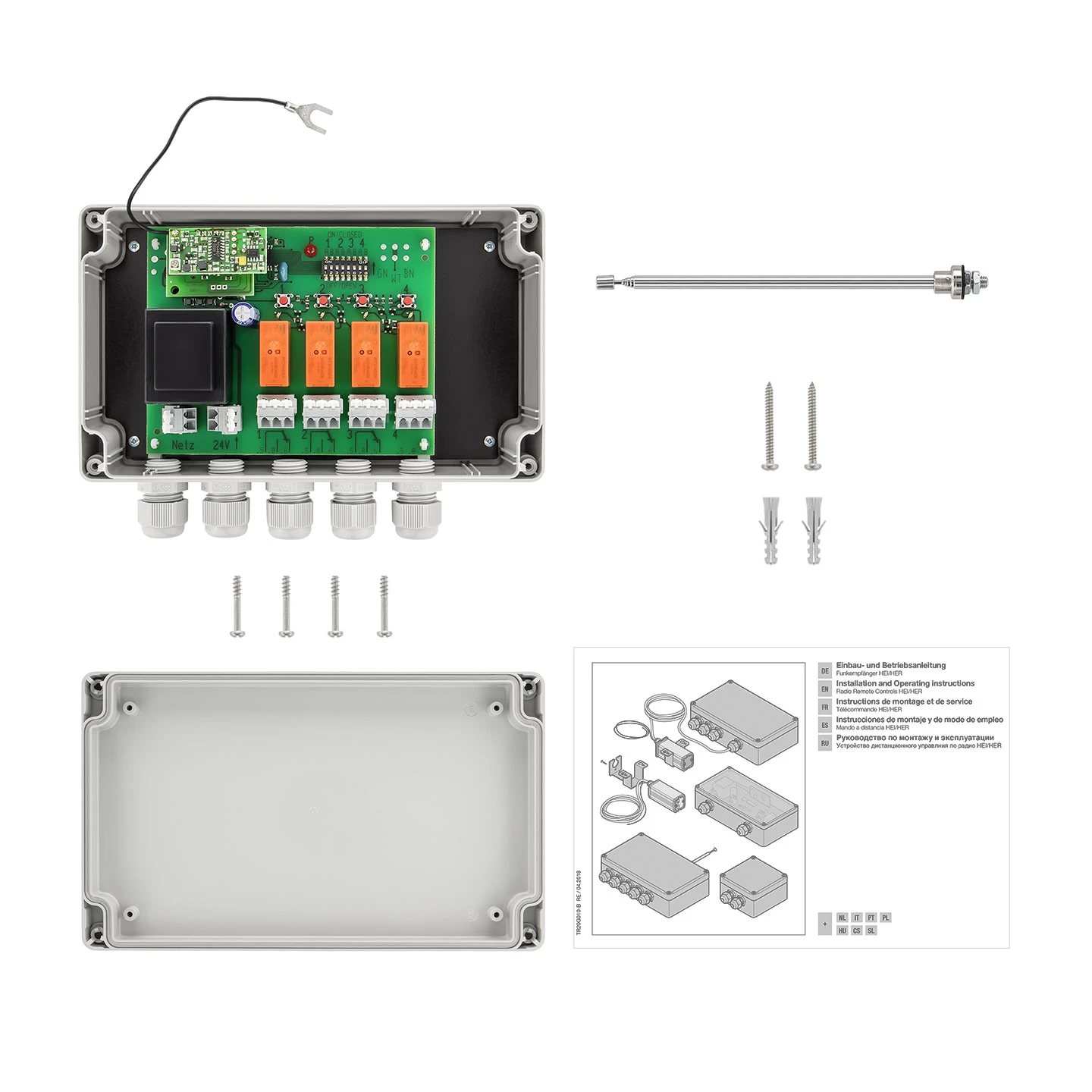 Hörmann 4-Kanal-Relais-Empfänger HER 4, 40 MHz Hörmann 4-Kanal-Relais-Empfänger HER 4, 40 MHz -Türzubehör Geschäft 437065 hoermann 4 kanal relais empfaenger her 4 40 mhz lieferumfang