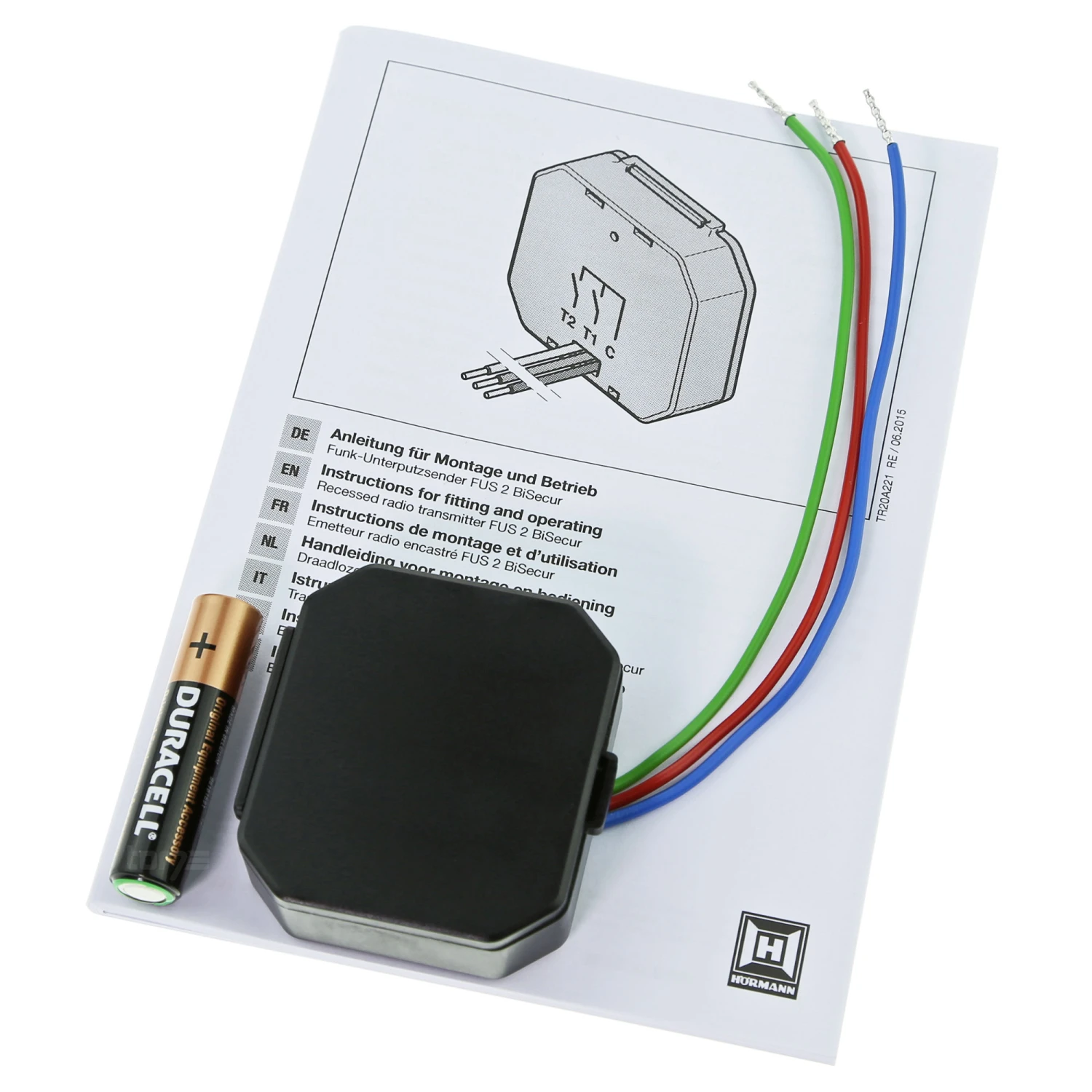Hörmann 2-Kanal-Funksender-Unterputz FUS 2, BiSecur Hörmann 2-Kanal-Funksender-Unterputz FUS 2, BiSecur -Türzubehör Geschäft 439744 hoermann 2 kanal funk unterputzsender fus 2 bisecur lieferumfang