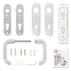 Hörmann Drückergarnitur D110 Kurzschild BB, Alu -Türzubehör Geschäft 449909 hoermann drueckergarnitur mit kurzschild bb gelocht alu lieferumfang