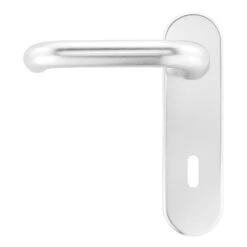 Hörmann Drückergarnitur D110 Kurzschild BB, Alu -Türzubehör Geschäft 449909 hoermann drueckergarnitur mit kurzschild bb gelocht alu links