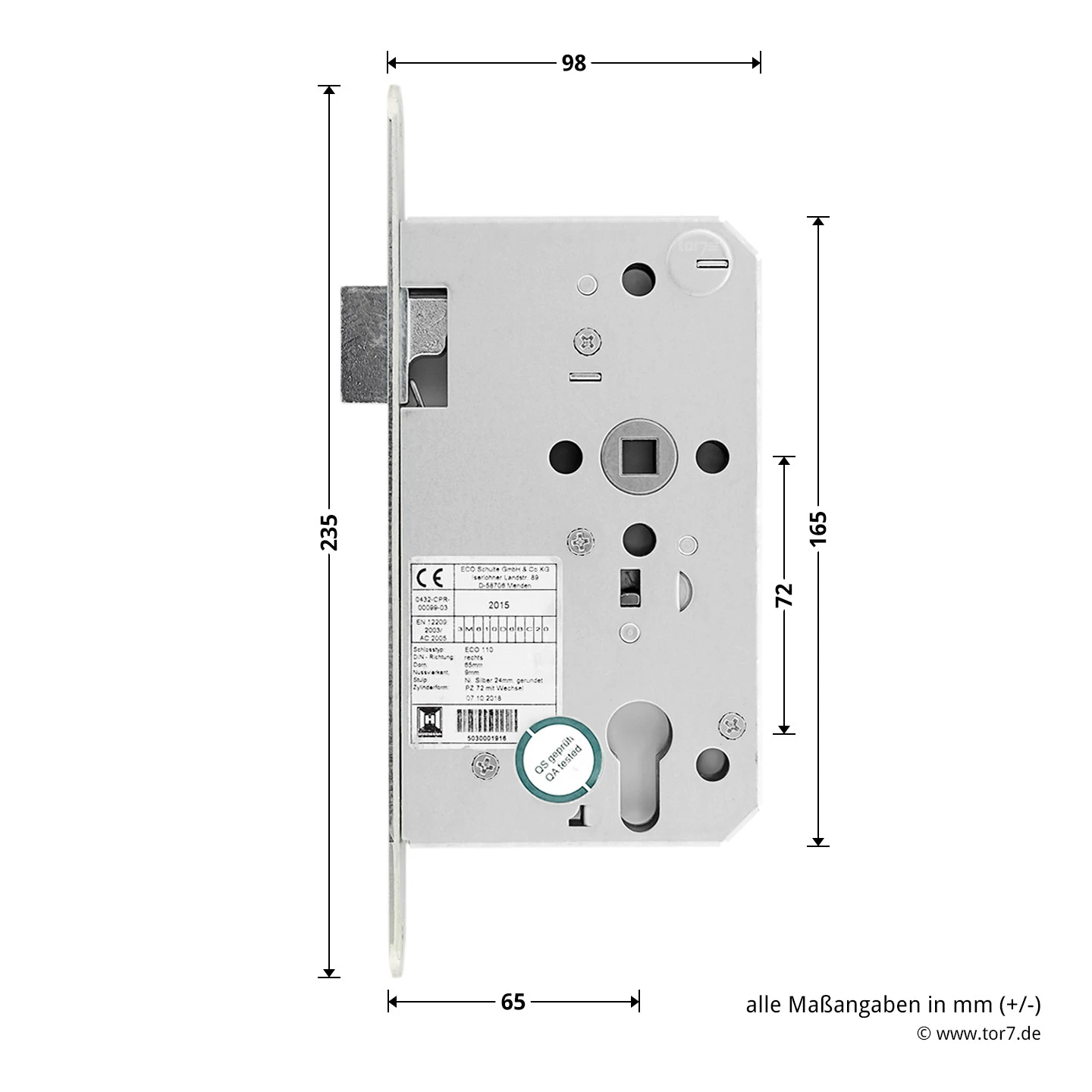 Hörmann Einsteckschloss mit Wechsel PZ rechts, Dornmaß 65 mm Hörmann Einsteckschloss Mit Wechsel PZ Rechts, Dornmaß 65 Mm -Türzubehör Geschäft 450693 hoermann einsteckschloss mit wechsel pz re dornmass 65 mm breite laenge