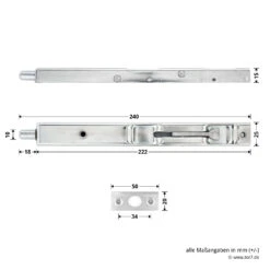 Hörmann Türkantriegel 24 X 220 Mm Verzinkt ZK/MZ -Türzubehör Geschäft 690481 hoermann tuerkantriegel 24 x 220 mm verzinkt zk mz masse