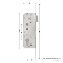 Hörmann Schlupftür-Schloss DF80/95/98, PZ, DIN Links -Türzubehör Geschäft 716839 hoermann schlupftuer schloss df80 95 98 pz din links masse