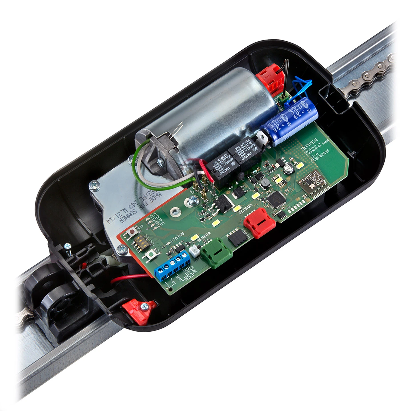 SOMMER Garagentorantrieb S 9110 base+ SOMMER Garagentorantrieb S 9110 Base+ -Türzubehör Geschäft sommer base plus innenleben mit zubehoer 1